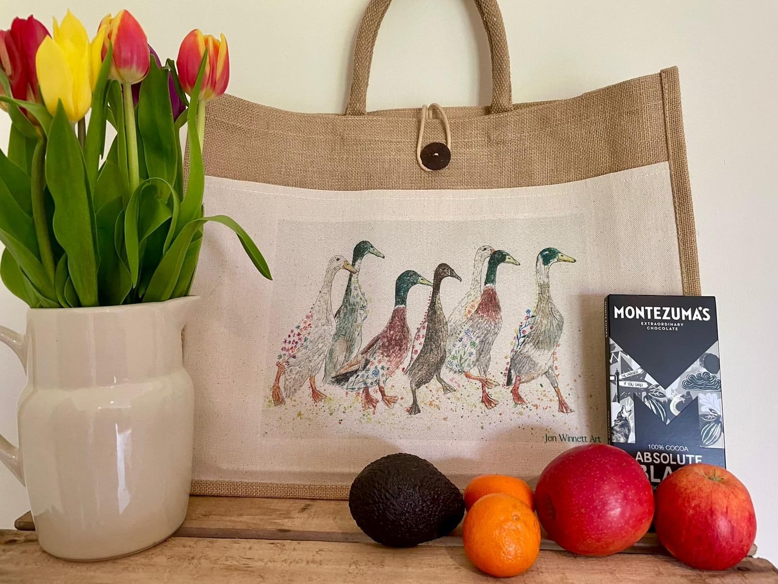 DUCKS IN A ROW ECO JUTE BAG